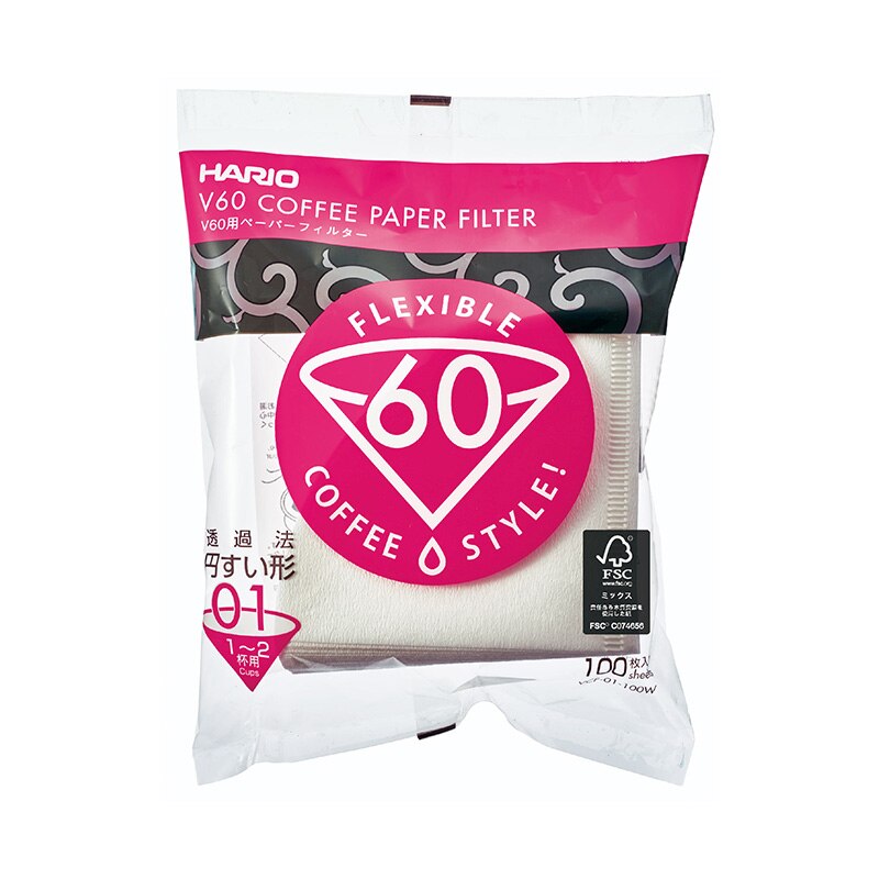 Filtro de papel café japonés FeiC Hario V60 02 100 Uds por bolsa sin lejía 4 tazas para goteo café filtros de papel para Barista: VCF 01 100W