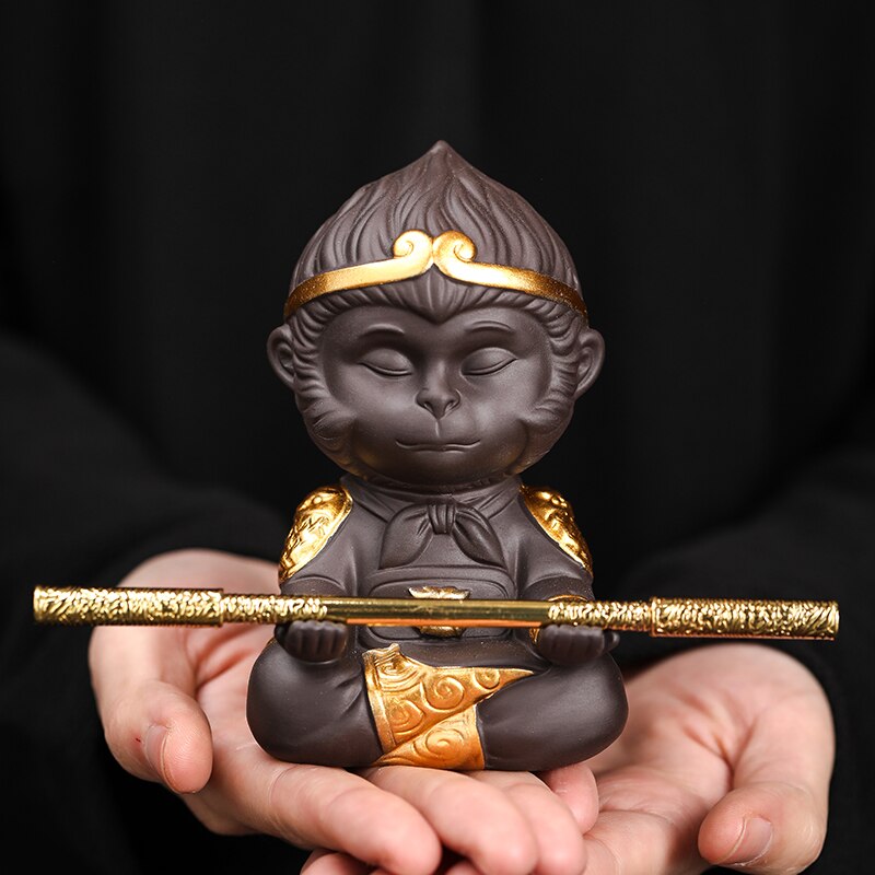 Ceramics Monkey King Monkey King tea pet ornaments Car accessories tea play fish tank landscaping tea tray tea set accessories