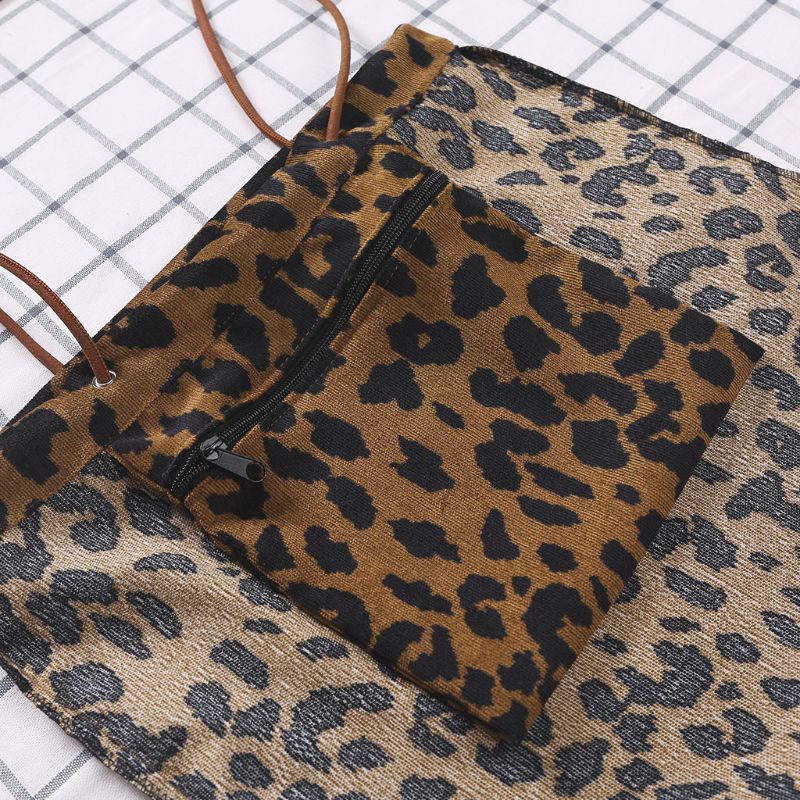 Saco de compras de veludo reutilizável bolsa de ombro padrão de leopardo