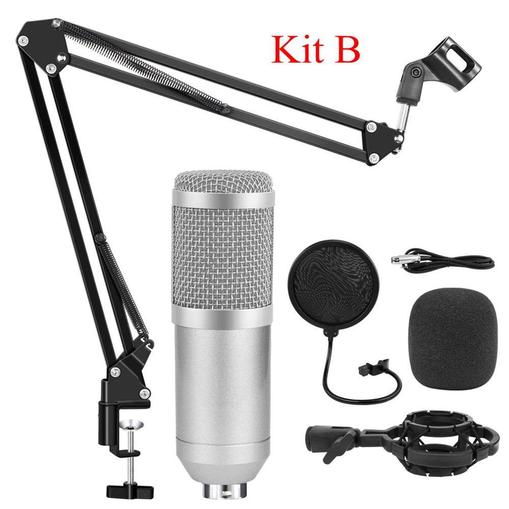 BM 800 Studio Microphone for Computer Condenser Microphone Recording bm 800 Studio Microphones Karaoke Microphone: silver kits B