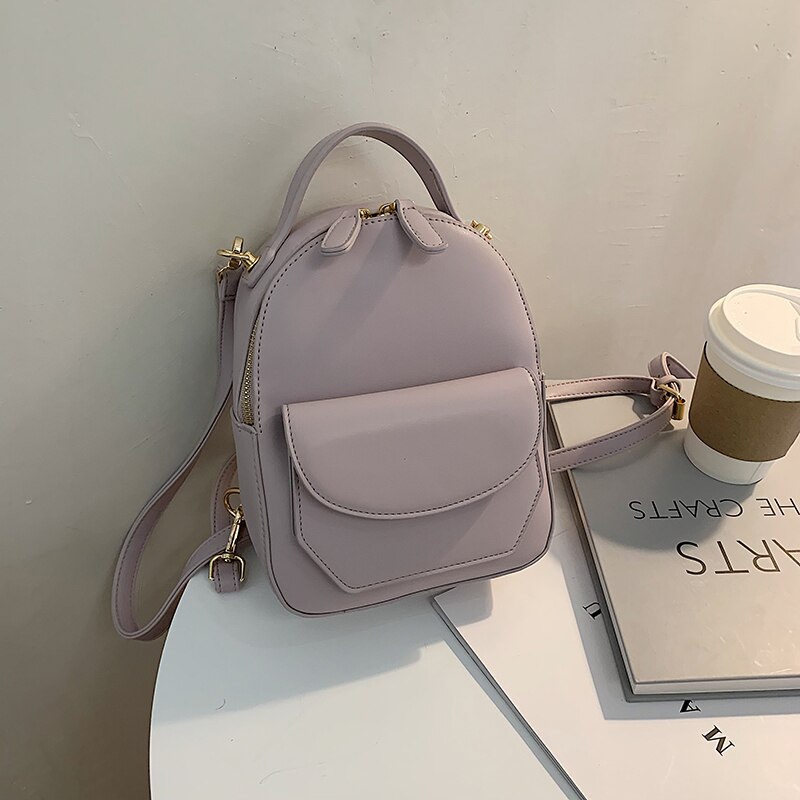 Tamara Effen Kleur Vrouwen Leren Rugzak School Reistassen Eenvoudige Mode Dagelijkse Tas Lady Crossbody Rugzakken: purple