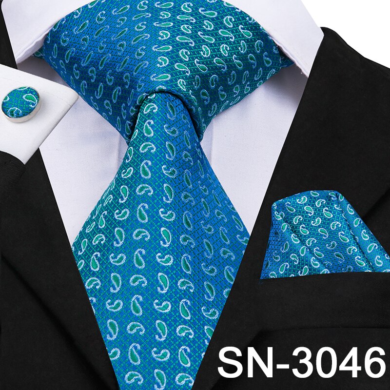 Hi-tie mænd slips silke slips business guld slips og lommetørklæde manchetknapper sæt jakkesæt bryllupsfest gul mænd slips sæt: Sn -3046