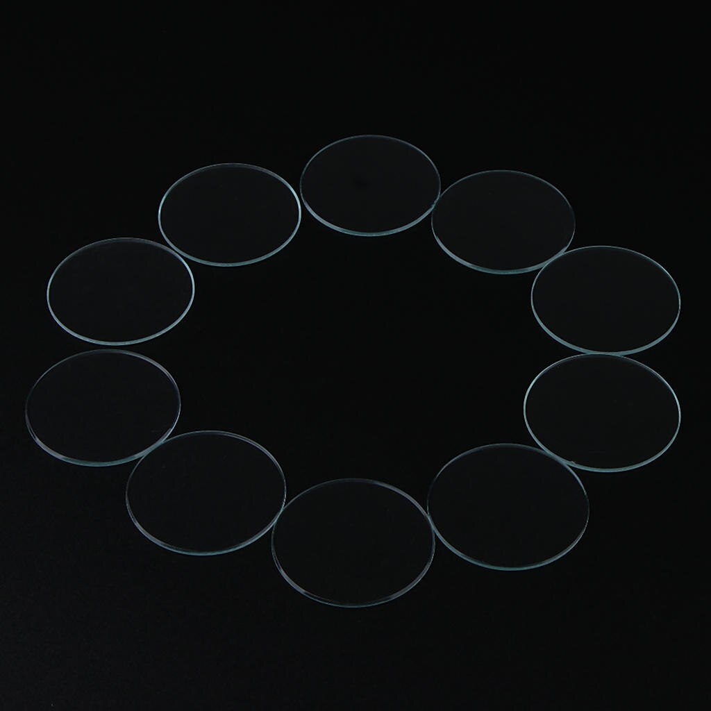 Lote de 10 piezas de cristal Mineral transparente de 1mm de espesor, cristal cóncavo de 33,5-40mm de diámetro