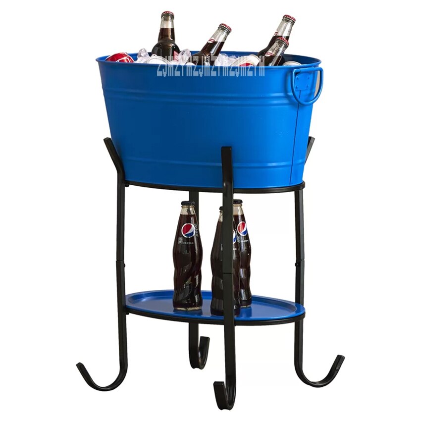 88-880 Oval Ice Barrel High-Capacity Metal Ice Pail Barbecue Wine Champagne Beer Large Ice Bucket KTV Club Supplies With Rack