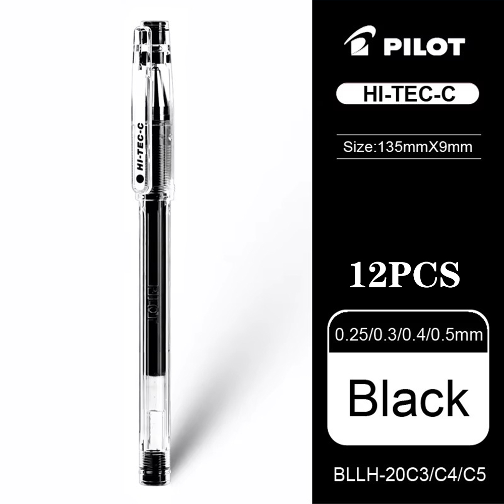Pilot gelpenna hi-tec-c sprutspets finansiell bötespenna 0.25/0.3/0.4/0.5mm svart penna kontorstillbehör skola japansk brevpapper