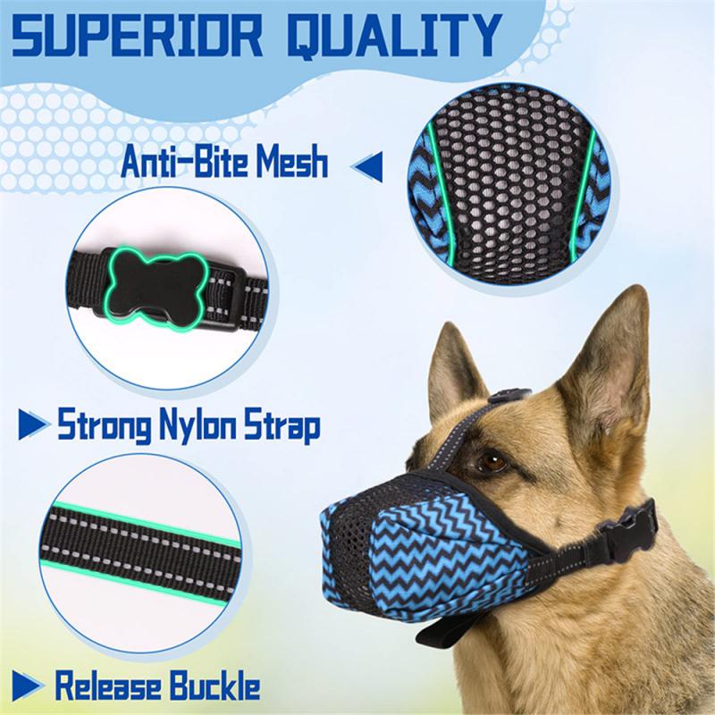 Anti-blaffen Zeer ademende veiligheidsbeperkingen Reflecterende muilkorven voor huisdieren Praktische veiligheidssnuit Trainingsmuilkorf voor grote honden