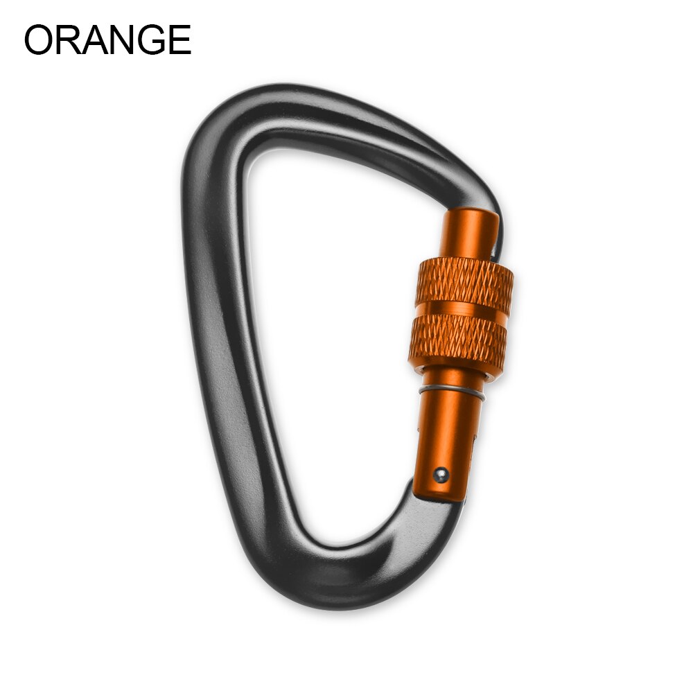 Mousqueton d&#39;escalade en forme de D 12KN, avec tirette, verrou de sécurité, accessoires d&#39;escalade en plein air: Style1 Orange