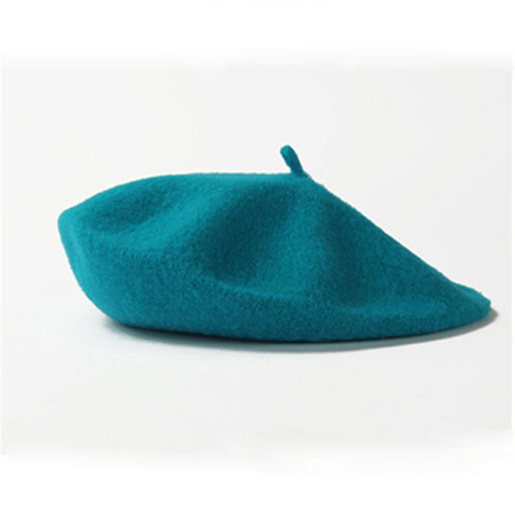 Vintage Vrouwen Winter Warm Baret Candy Kleur Casual Beanie Hat Cap Hoofd Slijtage Mode Accessoires Baret Elegante Hoeden Red blauw: lake blue