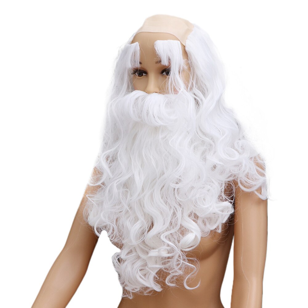 Santa Claus White Long Beard Eyebrows Wig Cosplay Headdress Props