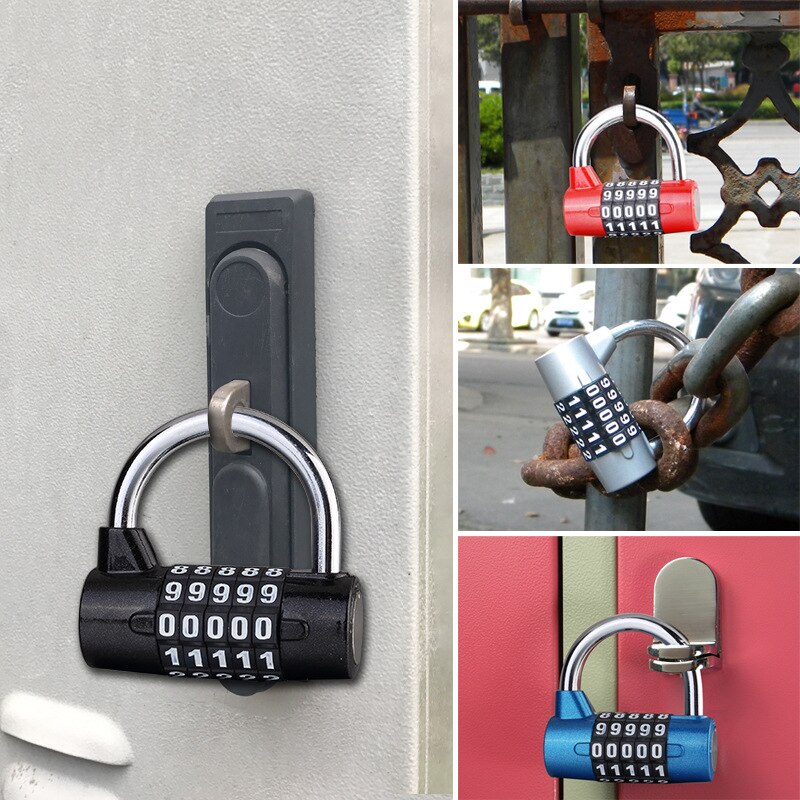 Candado de aleación de Zinc con 5 dígitos, combinación de números, contraseña de viaje, código de seguridad, 5 colores