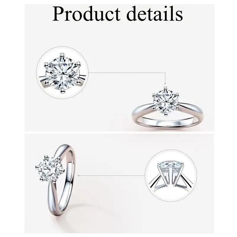 2ct 925 Sterling Zilveren Moissanite Verlovingsring Voor Vrouwen-Perfect Voor Bruiloften, Feesten En Jubilea