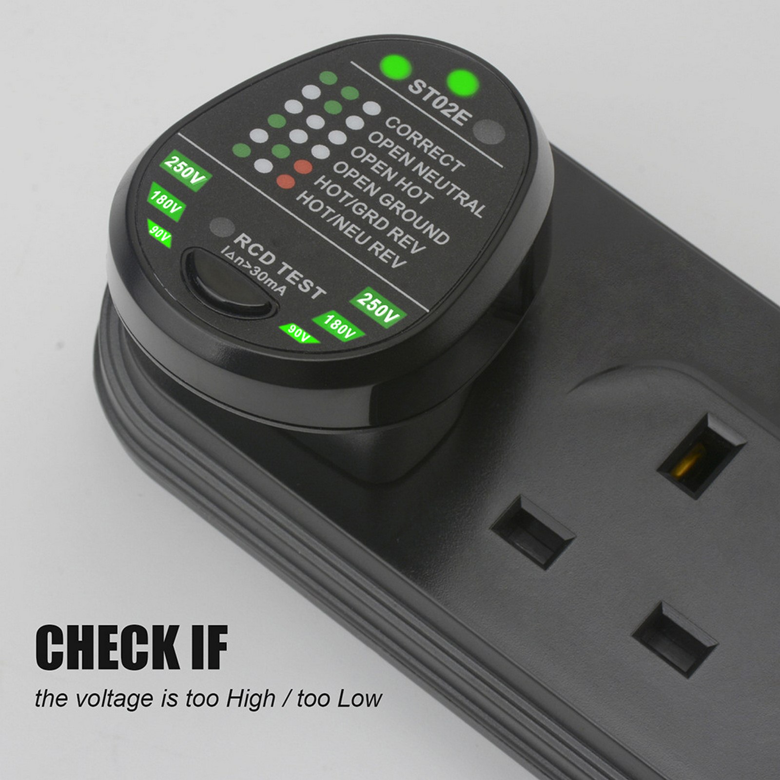 Socket Tester Power Polarity Test Phase Detector Leakage Switch Tester US/EU/UK Plug