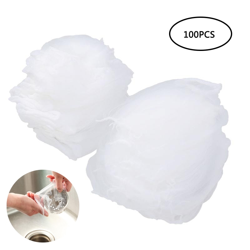 100pcs Disposable Garbage Bag Sink Drain Hole Mesh Trash Filter Bag Rubbish Waste Bin Garbage Bags Kitchen Accessories