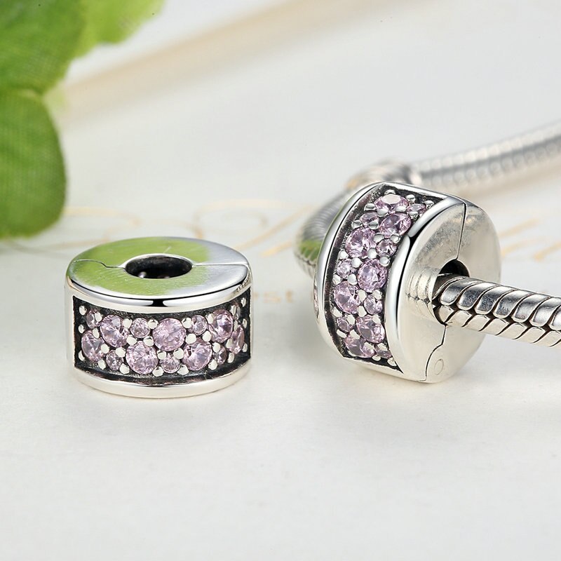 BISAER Autentico 925 Sterling Silver Fermacorda e ganci Clip di Cuore star Fascino Sereno CZ misura Branelli di Fascino Argento 925 Braccialetto Monili Che Fanno: WEUS311