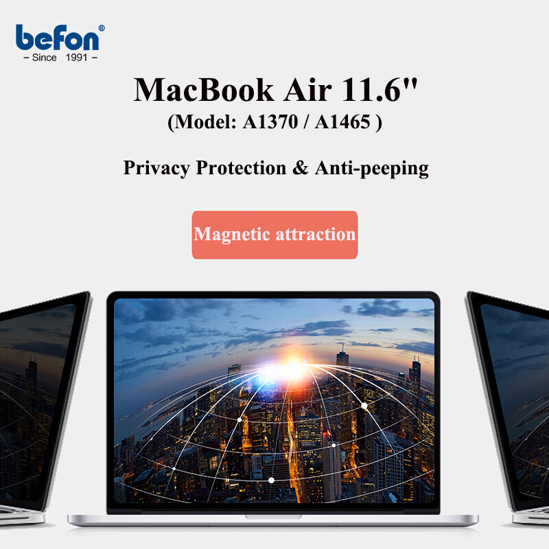 Befon Privacy Filter Screen beschermfolie voor MacBook air 11.6 inch A1370/A1465 Anti Peeping Laptop Notebook Scherm