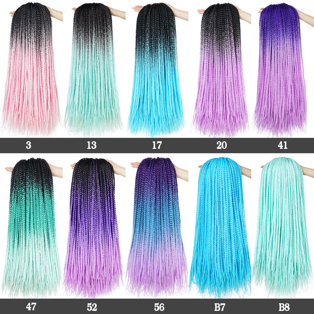 19 Color Ombre Box Crochet Hair Braids 24 Inch Zizi Synthetic Hair Extension For Braids Kanekalon Braiding Hair Pre Stretched