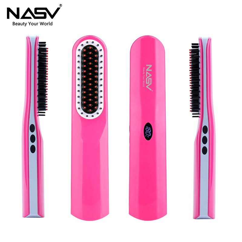 Profissional alisador de cabelo escova nasv mini flat iron usb recarregável portátil ferramentas estilo cabelo alisamento pente