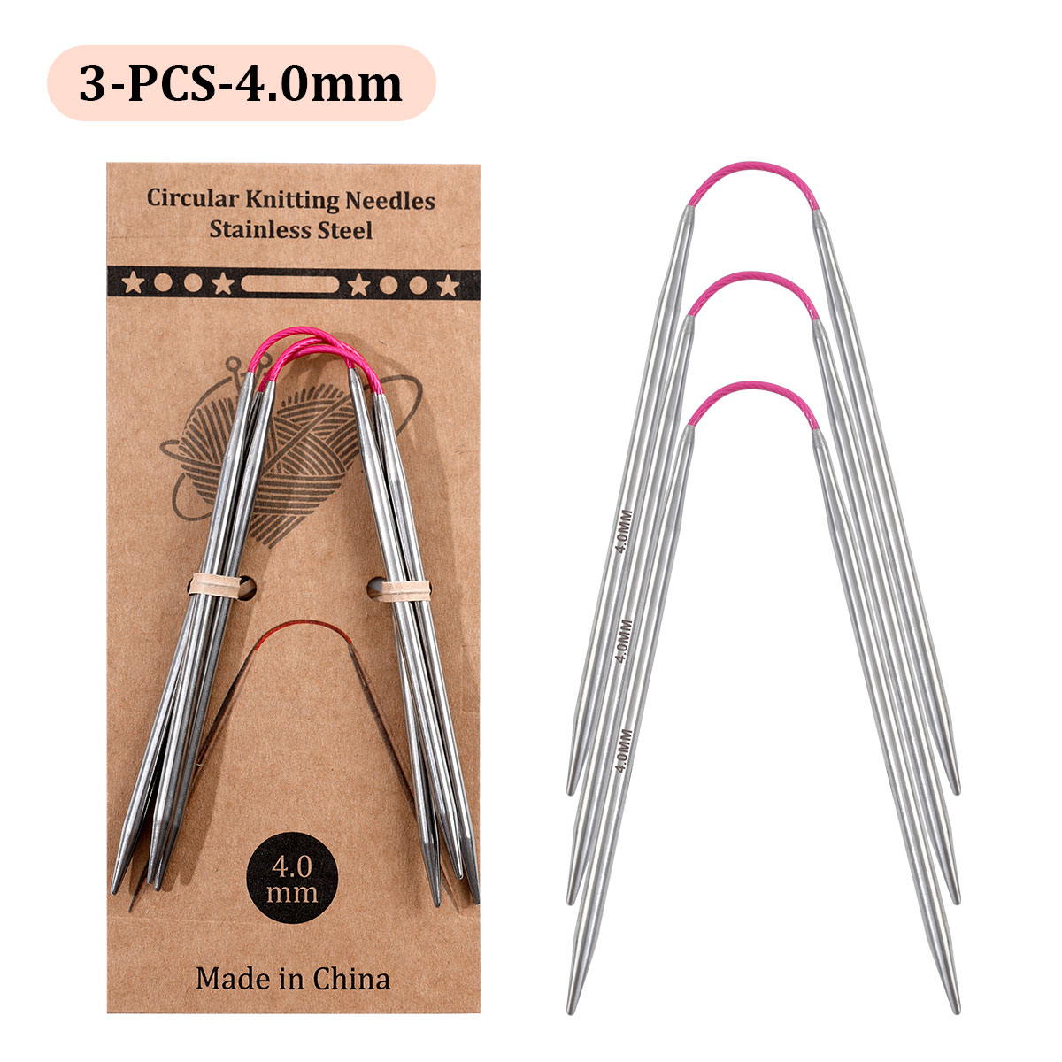 Agujas circulares cortas de 23cm, herramientas de tejer a mano huecas de acero inoxidable para manualidades de lana DIY: Naranja