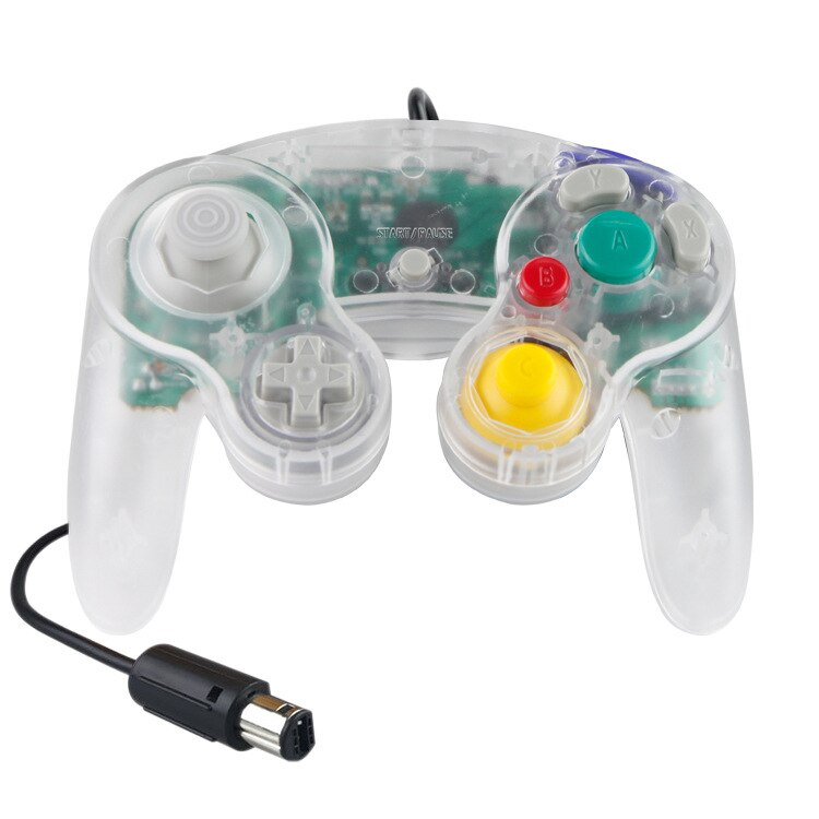 Controlador de jogo com fio para ngc gamepad joystick para cubo de jogo para nintendo clássico gamepad nostálgico para função de vibração ngc: Transparent