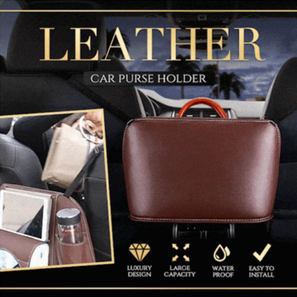 Car Net Pocket Handbag Holder Universal Multifunction Car Organizer Seat Gap Storage Multi-Pocket Leather Interior Accessori