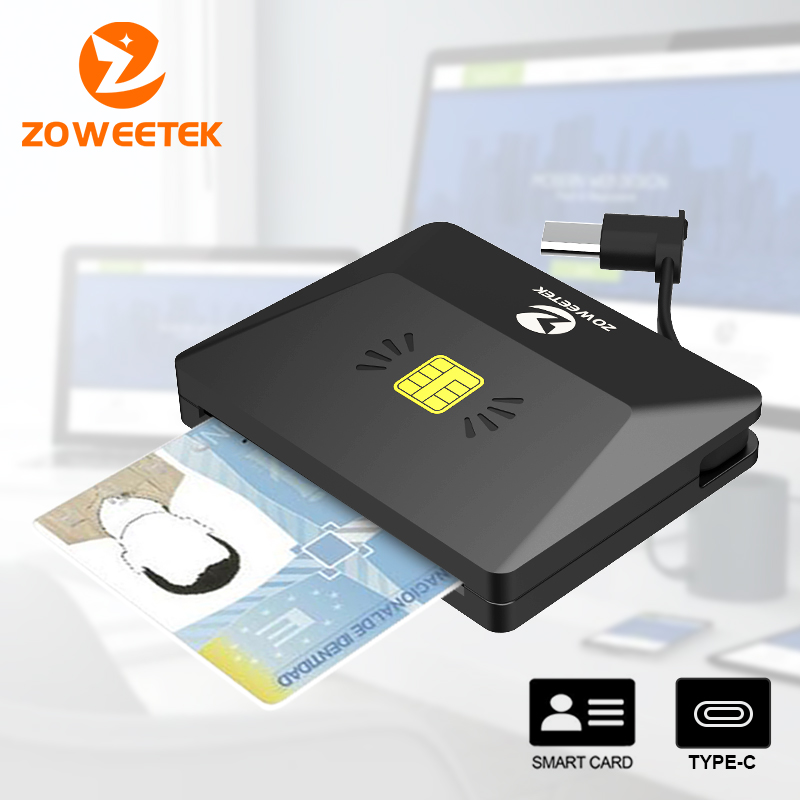 Zoweetek Type-C ID Smart Card Reader Electronic DNI Reader for EMV IC DNIE Chip DNI Smart Card ZW-12026-X