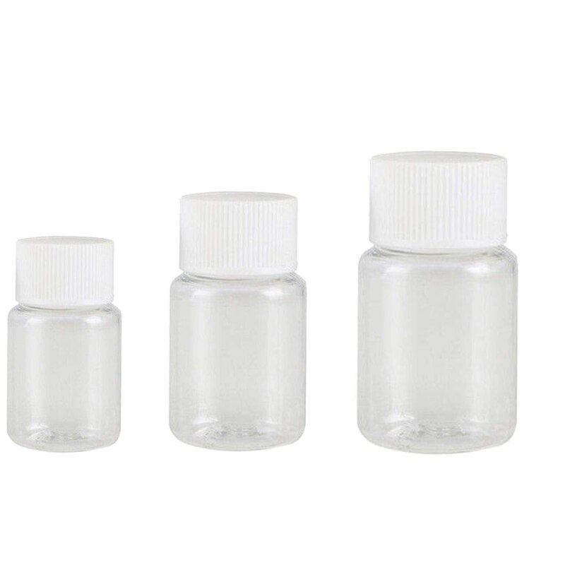 15ml 20ml 30ml Refillable Plastic PET Seal Bottles Clear Vials Reagent store Container With Plastic Screw cap 100pcs