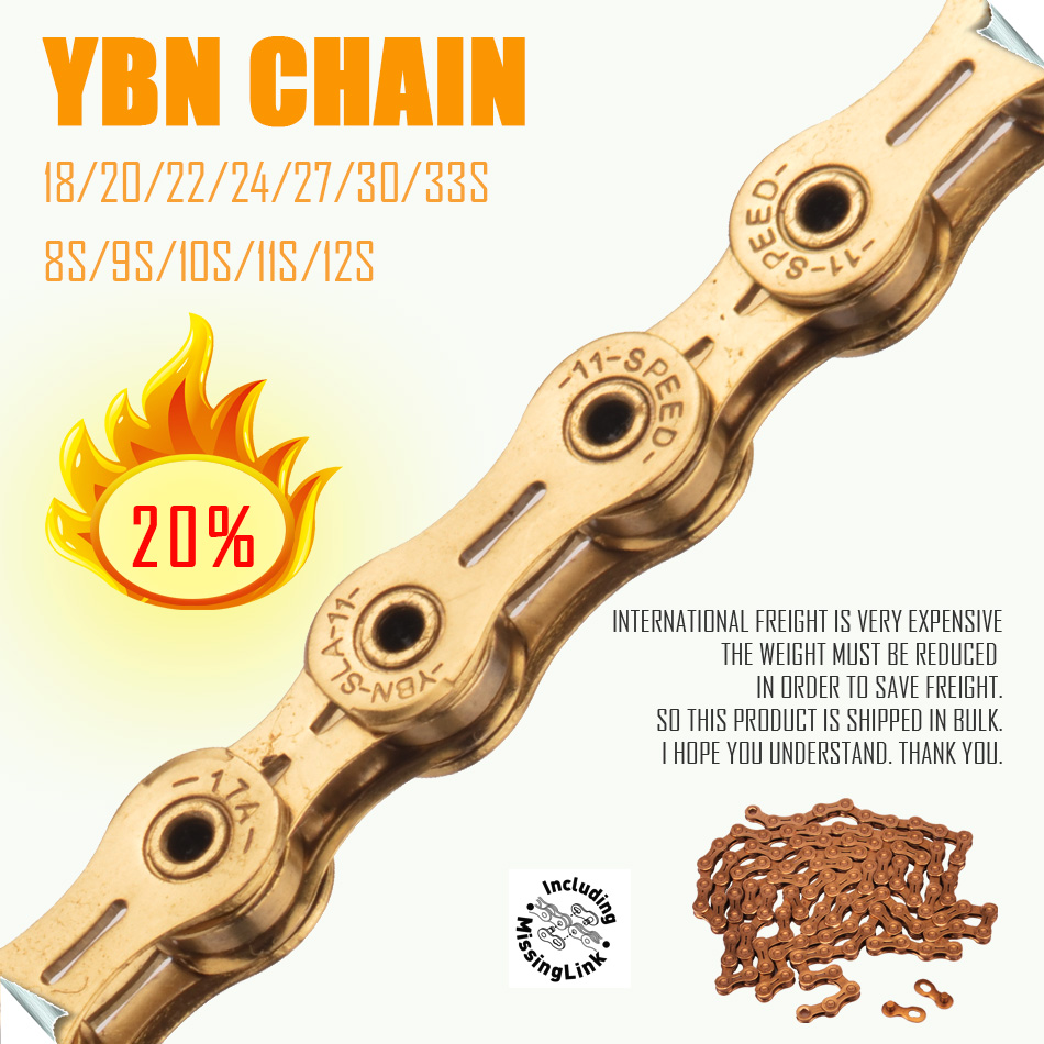 Freies YBN X12L x10 x10sl x9sl x11sl fahrrad kette 9 10 11s gold mountain road bike sram 116 länge fahrrad kette