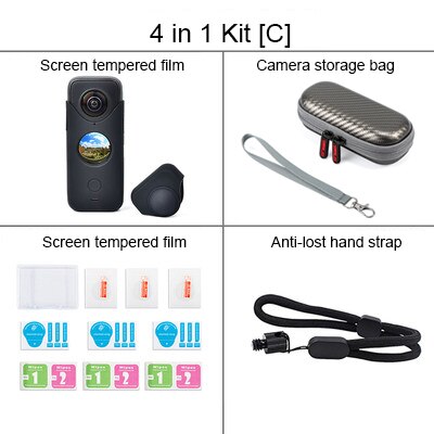 Futerał silikonowy pokrowiec ochronny obudowa ochronna pyłoszczelna czapka futerał do przechowywania folia ekranowa uchwyt do Insta360 One X2 X akcesoria: 4 in 1 kit C
