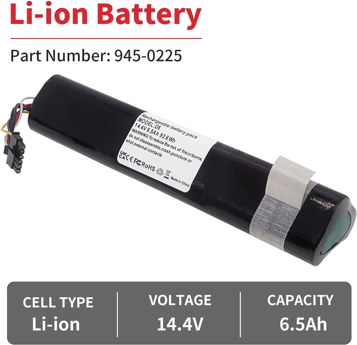 Li-ion kompatybilny z odkurzacze robotyczną Neato D3 D4 D5 D6 D7 14.4V 6500mAh akumulator litowo-jonowy, numer części: 945-0225