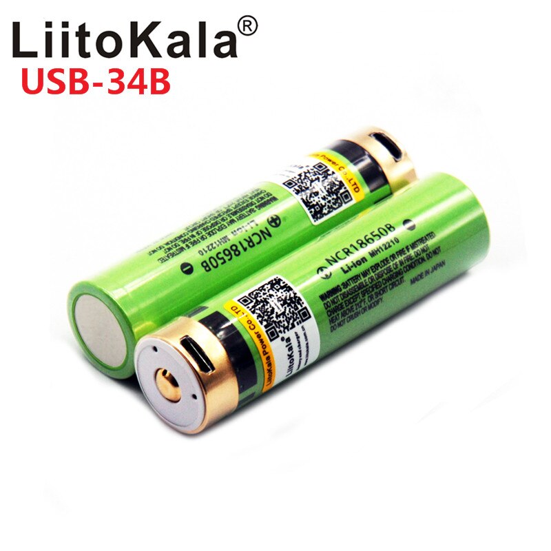 2019 LiitoKala USB 3.7V 18650 3400mAh Li-Ion USB Batteria Ricaricabile Con Indicatore LED Luce DC-Ricarica
