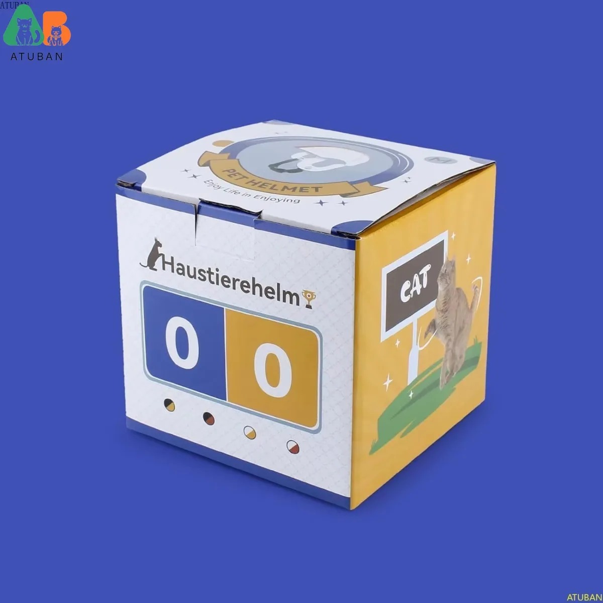 ATUBAN Kask dla psa Kask motocyklowy dla małego psa i kota Twarda czapka ochronna z regulowanym paskiem chroniącym głowę dla szczeniąt