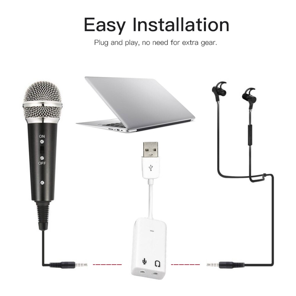 Video Microfoon Kit Met Mini Microfoon Statief Shock Mount Pop Filter Voorruit Usb Adapter Kabel 3.5Mm Trs Plug