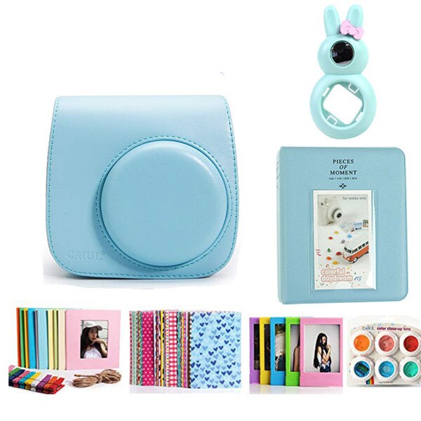 Accessories Kit for Fujifilm Instax Mini 8/8+/8s/9 w/Camera Case/Strap/Selfie Mirror/Filter/Album/Corner Sticker/Sticker/Pen etc: Burgundy