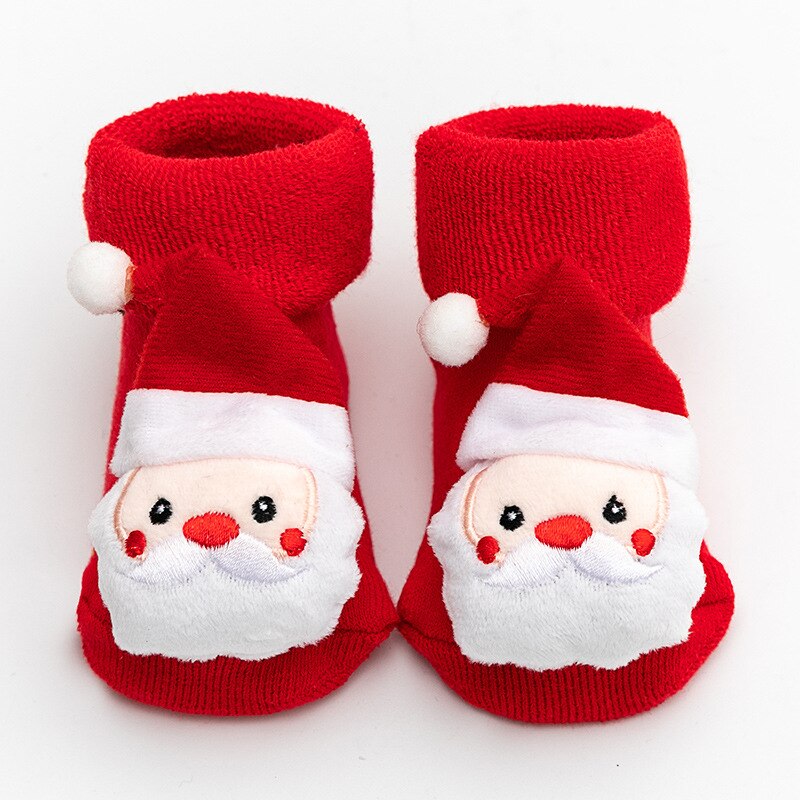Kids Children's Socks for Girls Boys Thicken Print Cotton Toddlers Baby Christmas Socks for borns Infant Short Socks Clothin: Santa Claus1