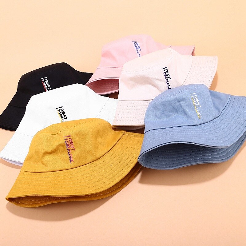 Fiskerhat mænd jeg vil have breve broderet bassinhue kvinder forår og sommer udendørs vilde afslappede mænd spand solhat