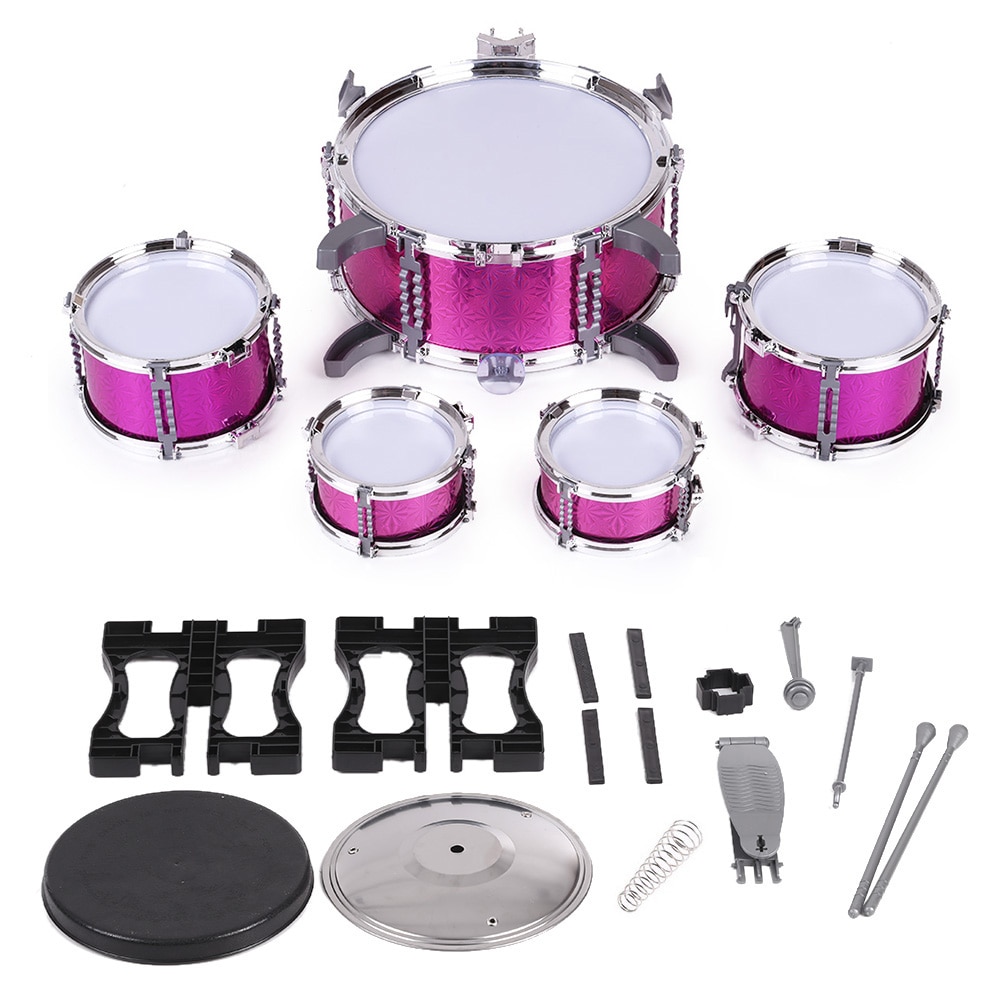 Kinderen Kids Drum Set Muziekinstrument Speelgoed 5 Drums Met Kleine Cimbaal Kruk Drum Sticks Voor Jongens Meisjes