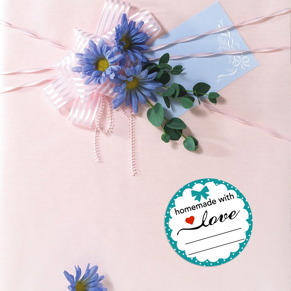 500Pcs/Roll Thuis Gemaakt Met Liefde Stickers Seal Labels Voor Familie Hand Made Decor Sticker Labels Voor bruiloft Envelop