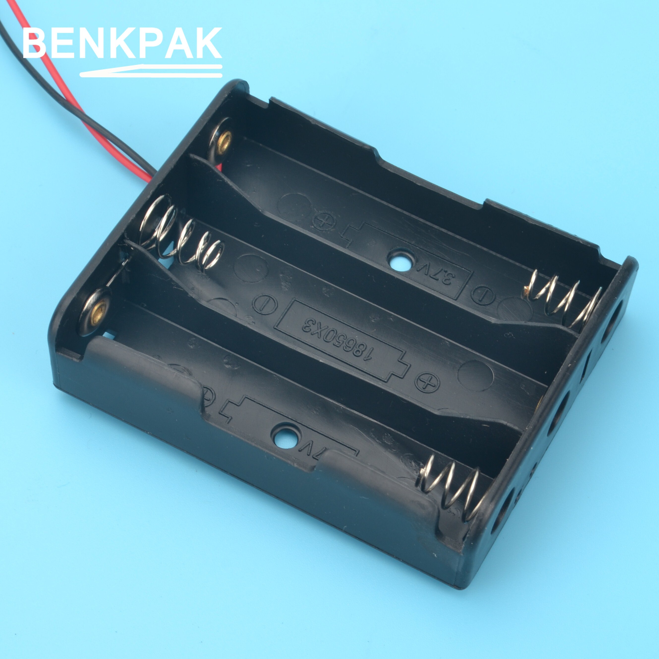 2 stk. benkpak 18650 plastik batteriholder opbevaringsæske til 3 x 18650 sort batterikasse batteristik til energimåler