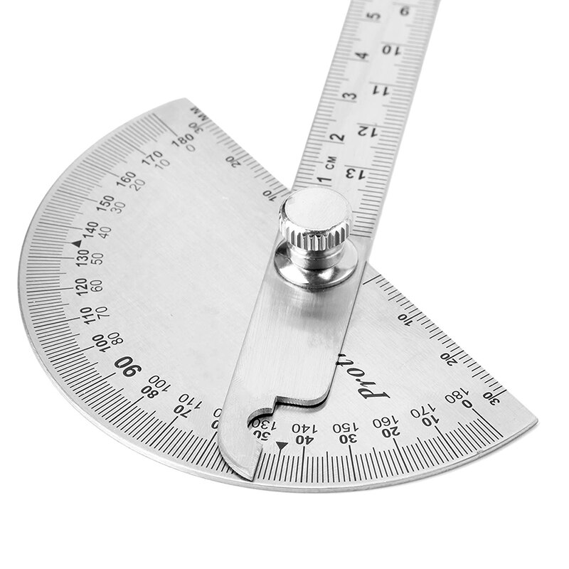 Adjustable 15cm 180 Degree Protractor Multifunction Stainless Steel Roundhead Angle Ruler Mathematics Measuring Tool