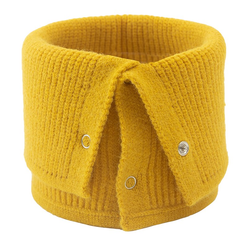 Warme Kraag Ring Sjaal Vrouwelijke Wollen Gebreide Sjaal Vrouwen Snood Sjaals Winter Button Hals Sjaals Effen Kleur: YELLOW