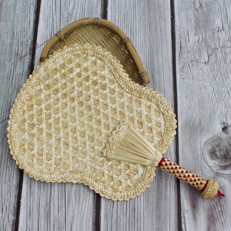 Ventilador de mano de paja para verano, ventilador de mano Natural respetuoso con el medio ambiente, de tejido a mano, abanico de plátano decorativo y ventilador redondo, 2 uds.