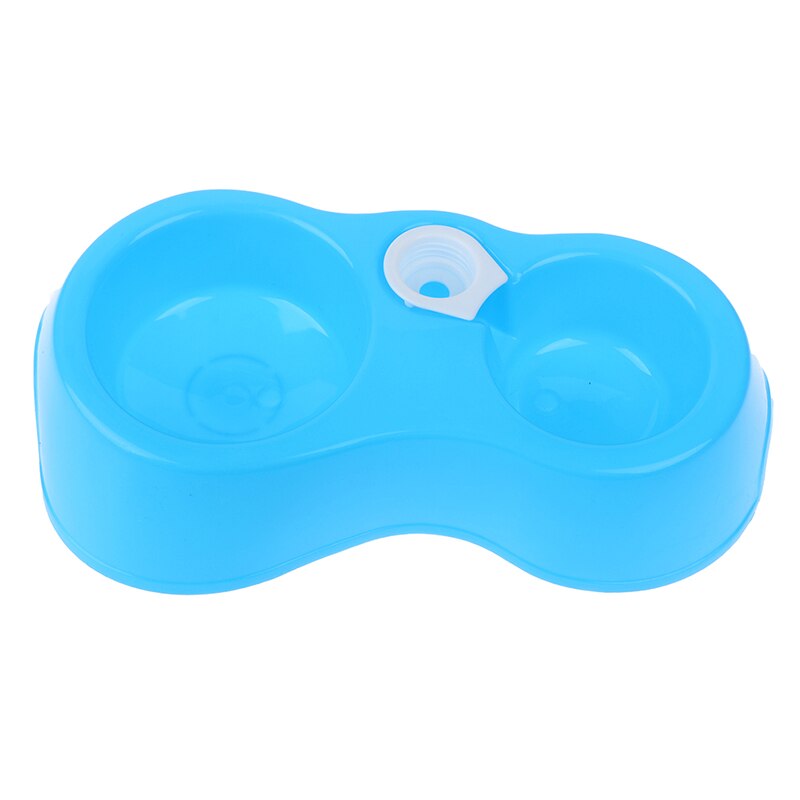 1pcs Dual Port Dog Cat Pets Automatic Water Dispenser Feeder Bowl Utensils Pet Drinking Water Feeder Bowl: Blue