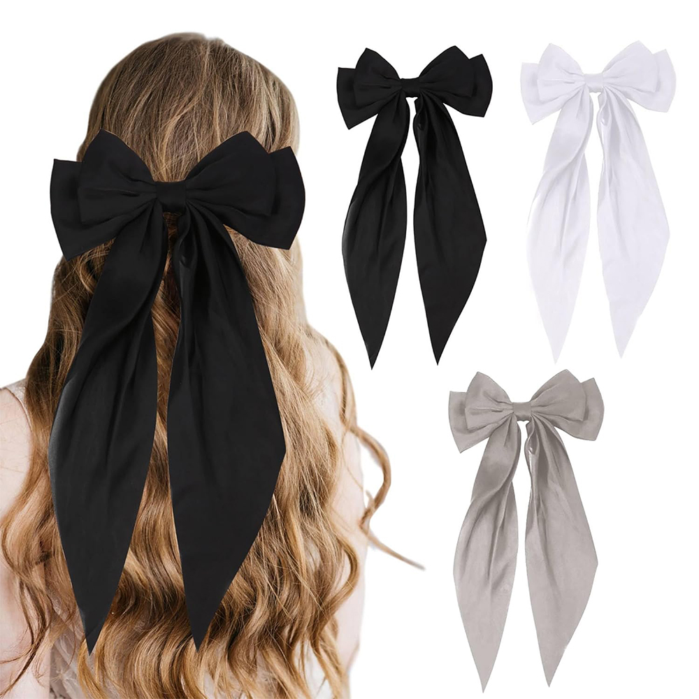 Lazos para el pelo para niña, cintas de color rosa/Negro/Blanco, accesorios para el cabello, Clip de Primavera de satén sólido Simple, pasador para el cabello para mujer: Verde militar