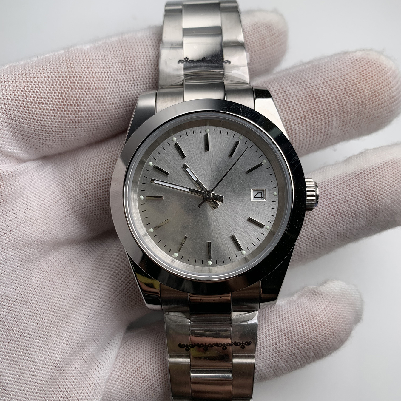 Huster – montre automatique rétro, aiguilles lumineuses 39mm, boîtier en acier poli saphir, cadran vierge avec Date, mouvement automatique 2813 B861: whole watch