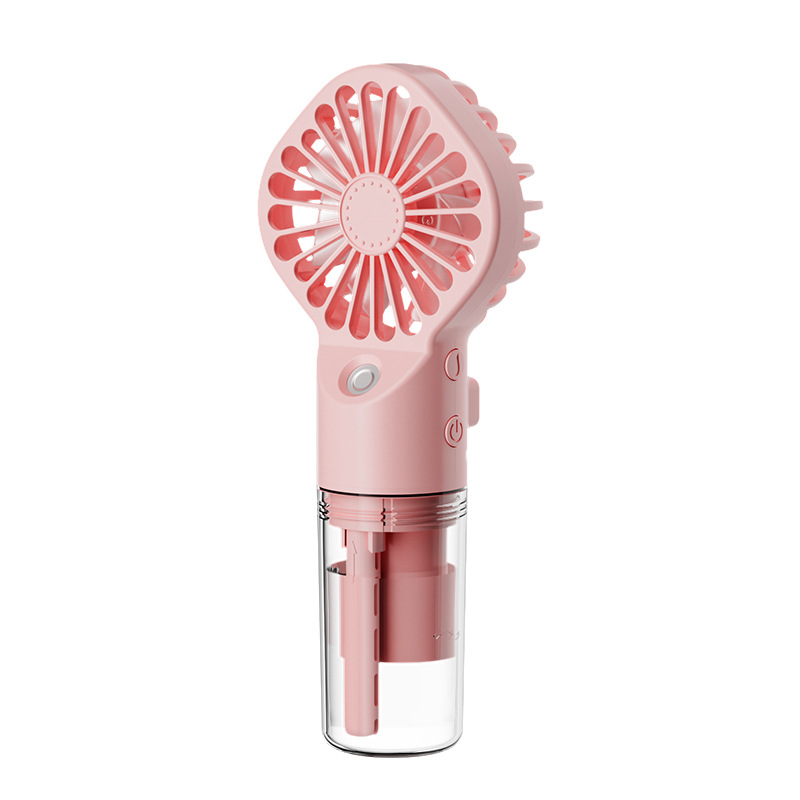 portátil recargable de la fan de nebulización del mini ventilador de mano USB con la fan de niebla de agua del espray de 4 velocidades ajustables que acampan al aire libre viajar: Rosa