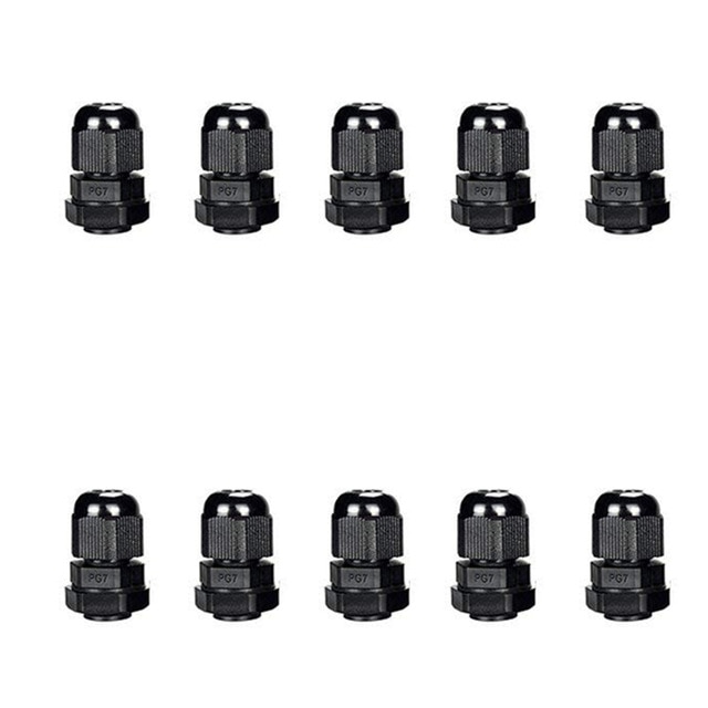 10 Pieces Nylon Cable Gland Kit, Waterproof Ip68 Cable Gland Joints Adjustable Locknut, Pg7 Pg9 Pg11 Pg13.5 Pg16: PG7