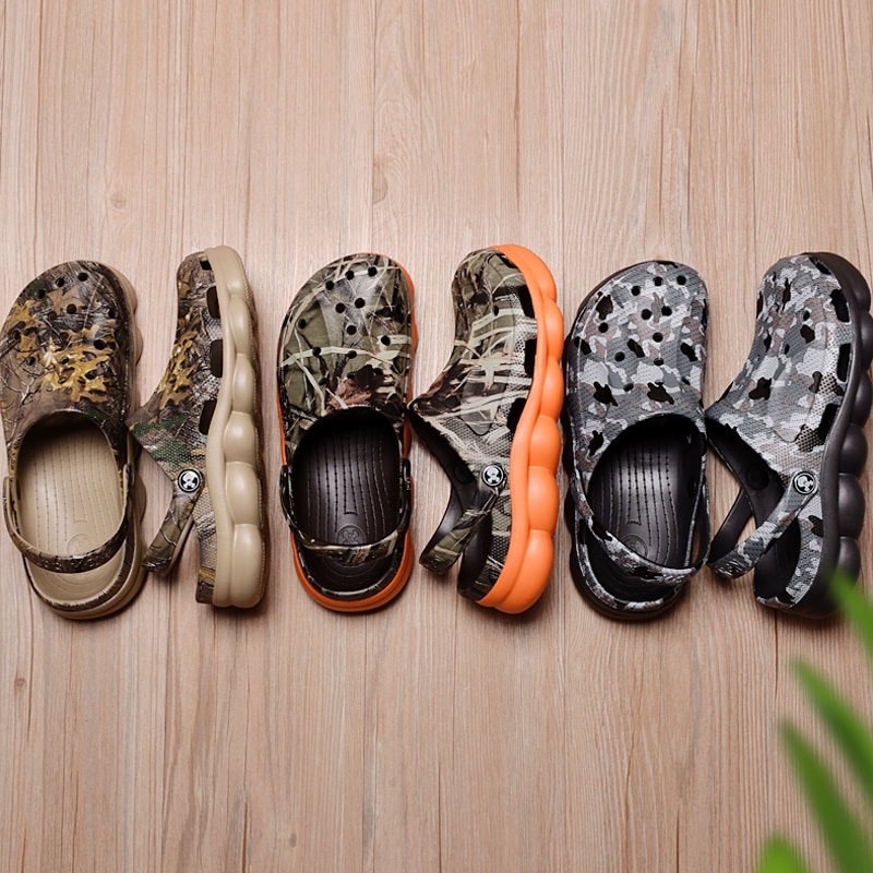 SHEN CE Men Summer Jelly Sandals Lightweight Massage Camouflage Flip Flops Beach Croc Shoes Gladiator Garden Clogs Rubber Bottom