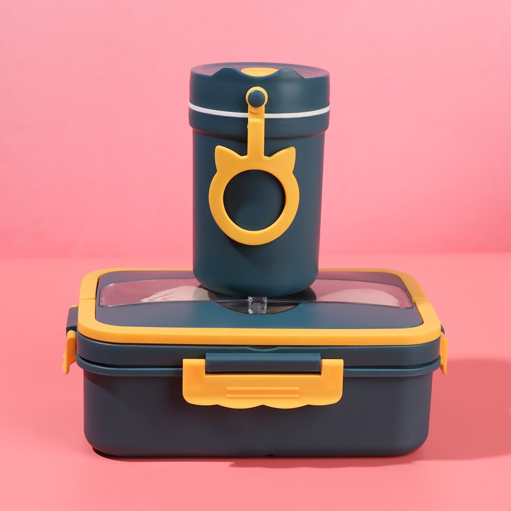 Lunch Box Children Student Food Container Wheat Straw Material Leak Proof Microwave Dinnerware Portable Bento Box With Compartme