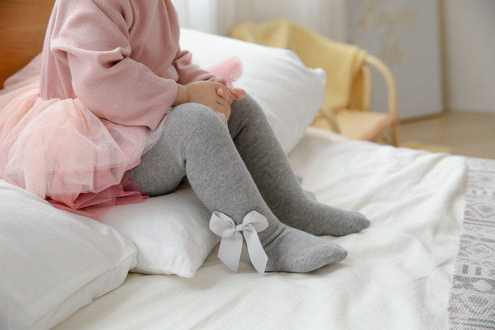 0-24m da criança do bebê meninas outono inverno quente bowknot leggings calças elásticas leggings meias: Cinza / S for 0-12Month