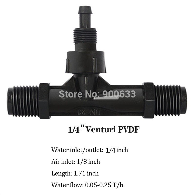 1/4 "tubo PVDF ozono y agua mezcla Venturi inyector rosca macho HH-S02